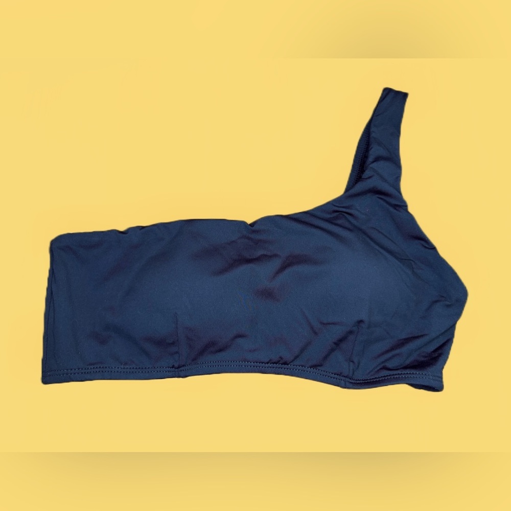 NWT Andie Black One-Shoulder Strap Wyndwood Bikini Top with Adjustable Hook, M